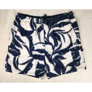 Speedo Swim/Board Shorts Mens Size Large Blue/White Palm Leaves‎ Print